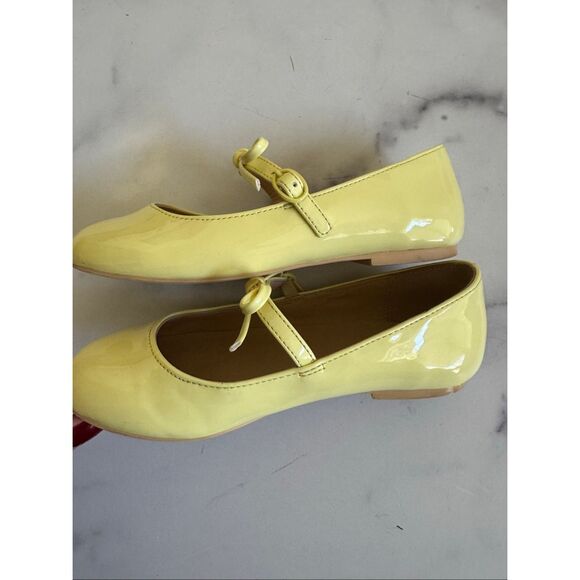 Janie & Jack girls size 13 sunny yellow glossy patent Mary Jane ballet shoes dre - Picture 3 of 7